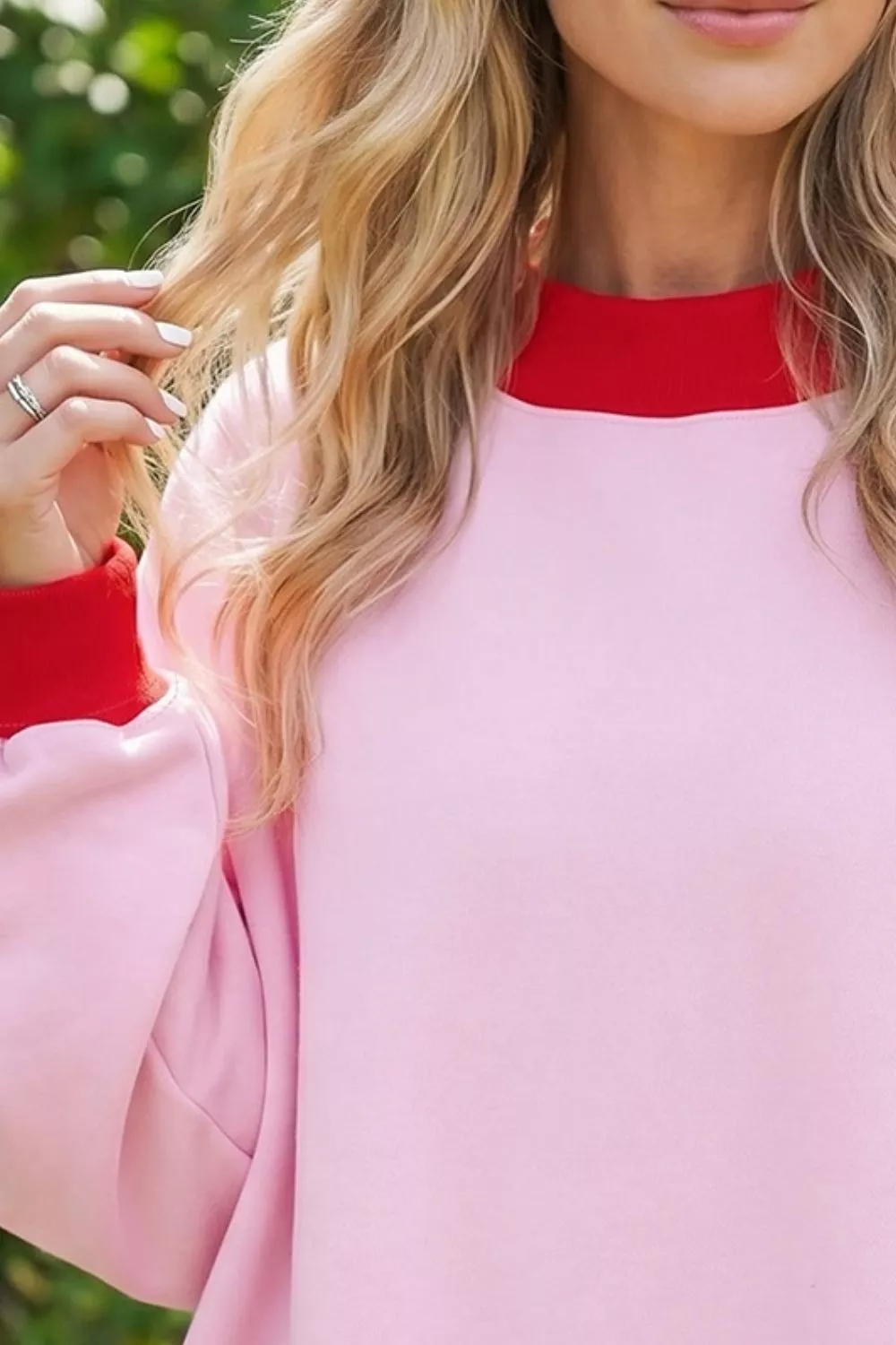 Contrast Trim Crew Neck Sweatshirt, image 3