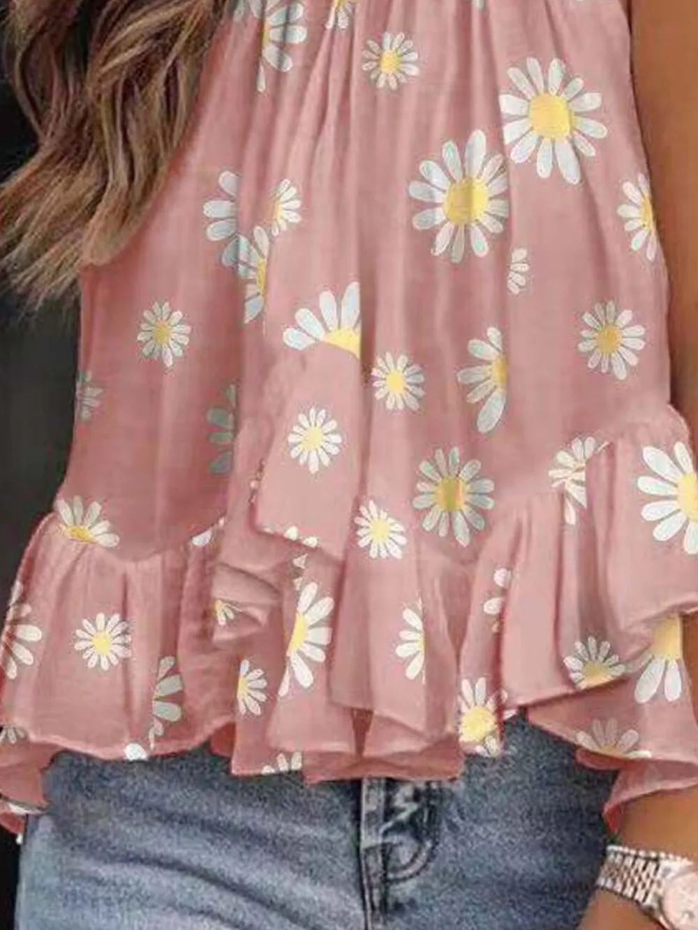 Ruffled Printed Halter Neck Cami Top, image 3