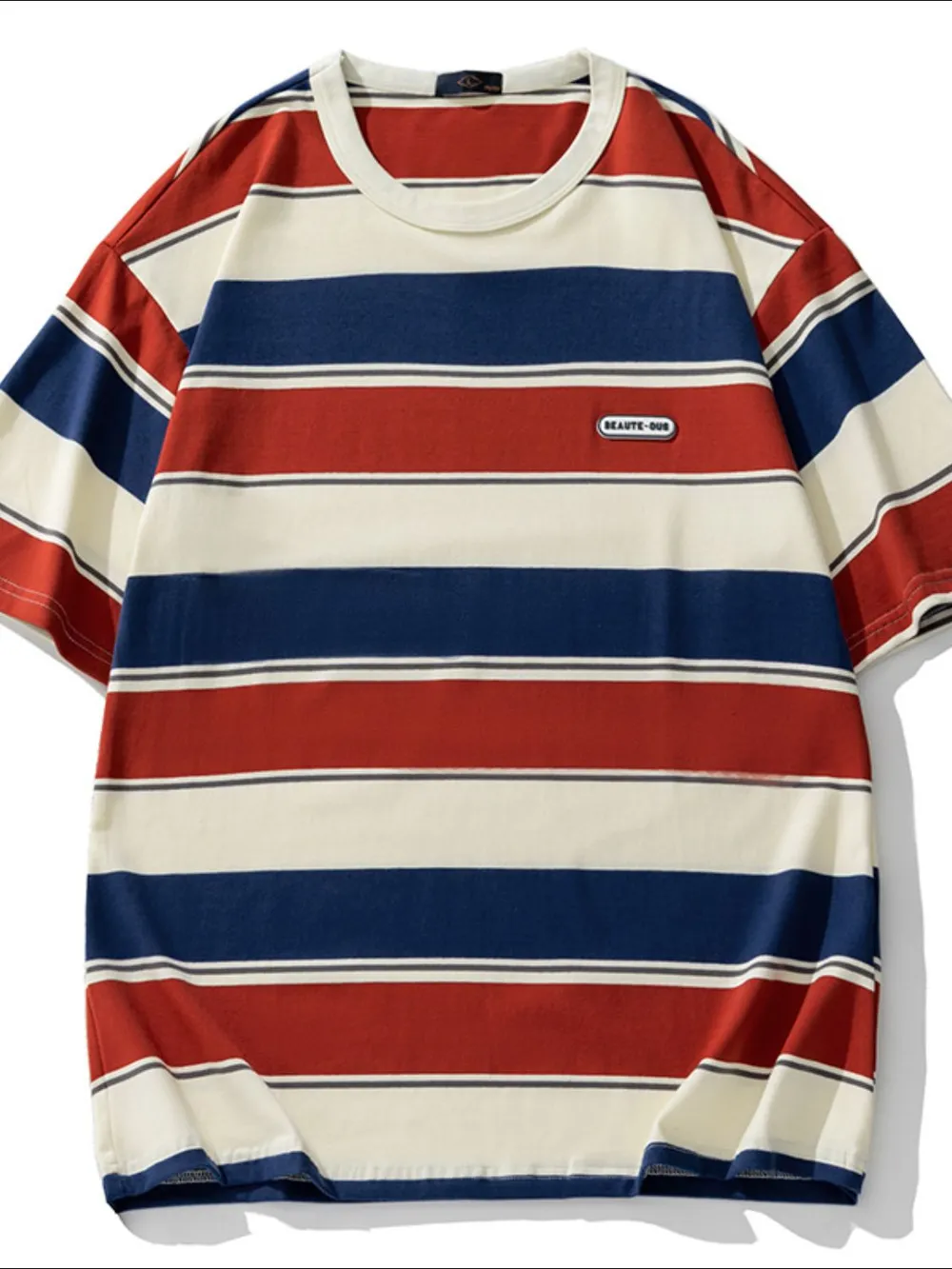 Men's Full Size Striped Round Neck Half Sleeve T-Shirt Plus Size, image 8
