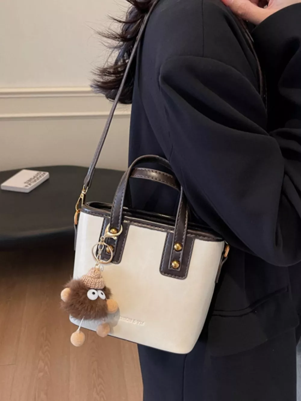 Leather Crossbody Bag with Charm, image 5