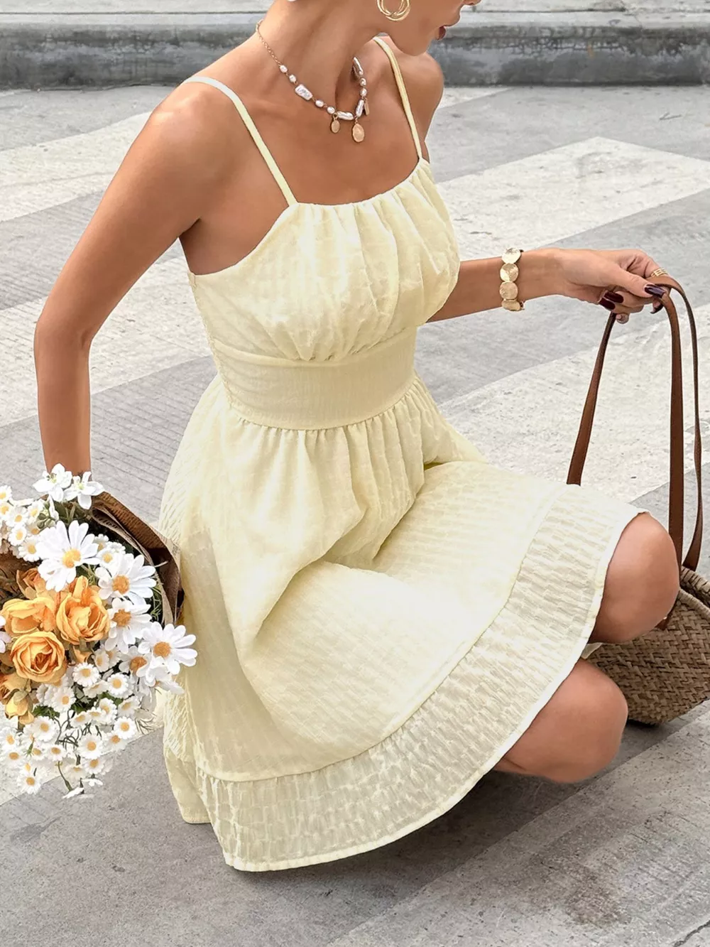 Smocked Spaghetti Strap Casual Dress, image 2