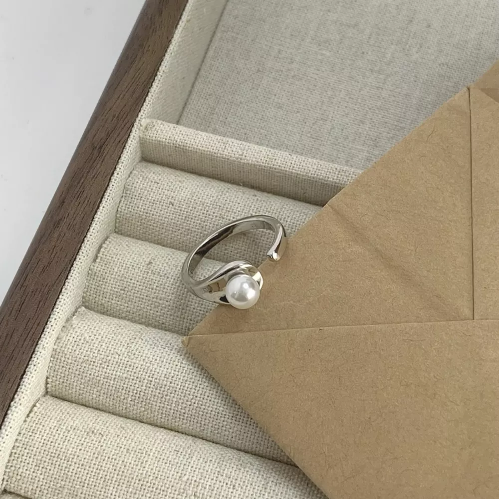 Pearl Accent Open Cuff Ring, image 2