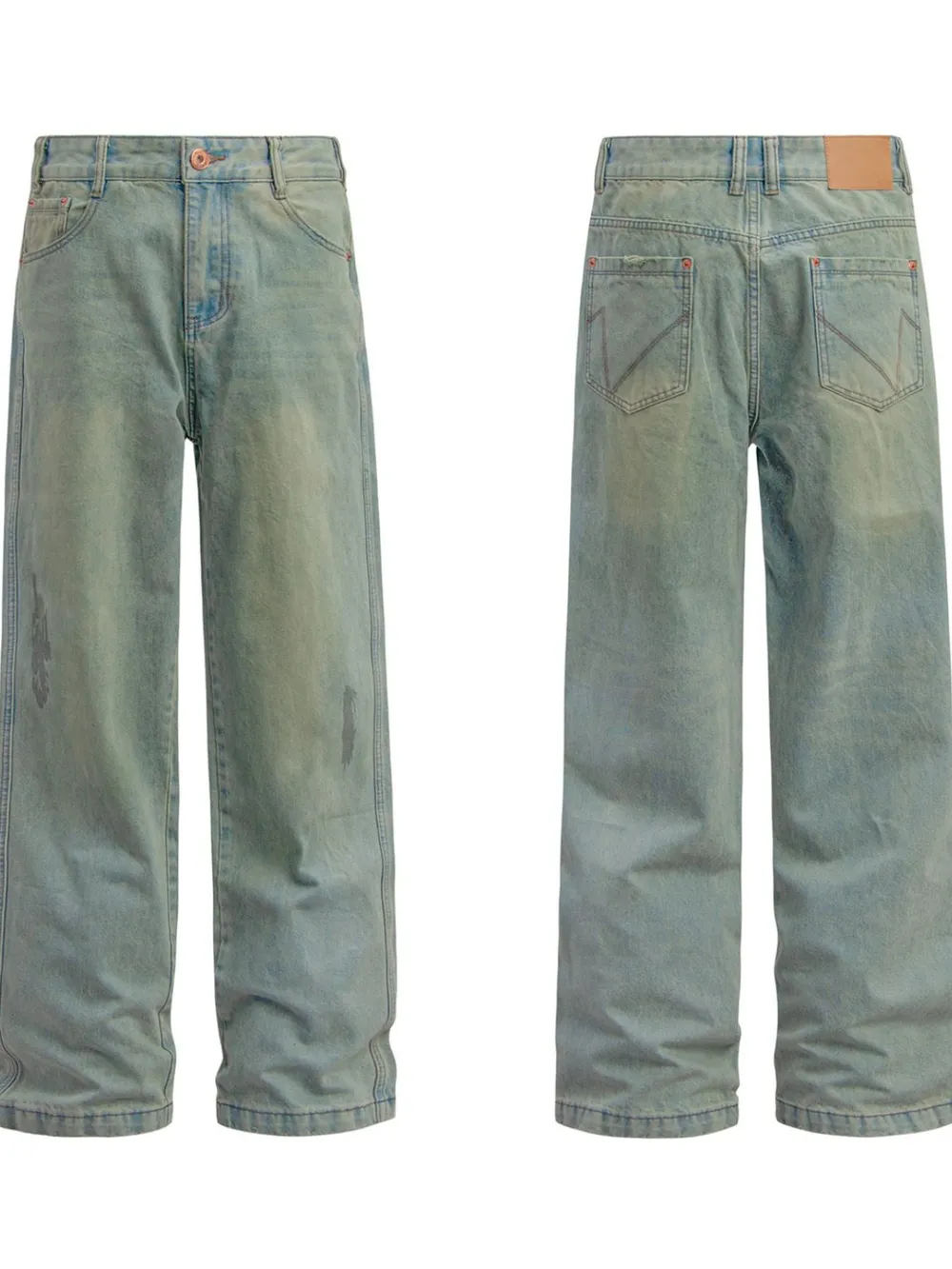 Men's Washed Wide Leg Baggy Jeans, image 3