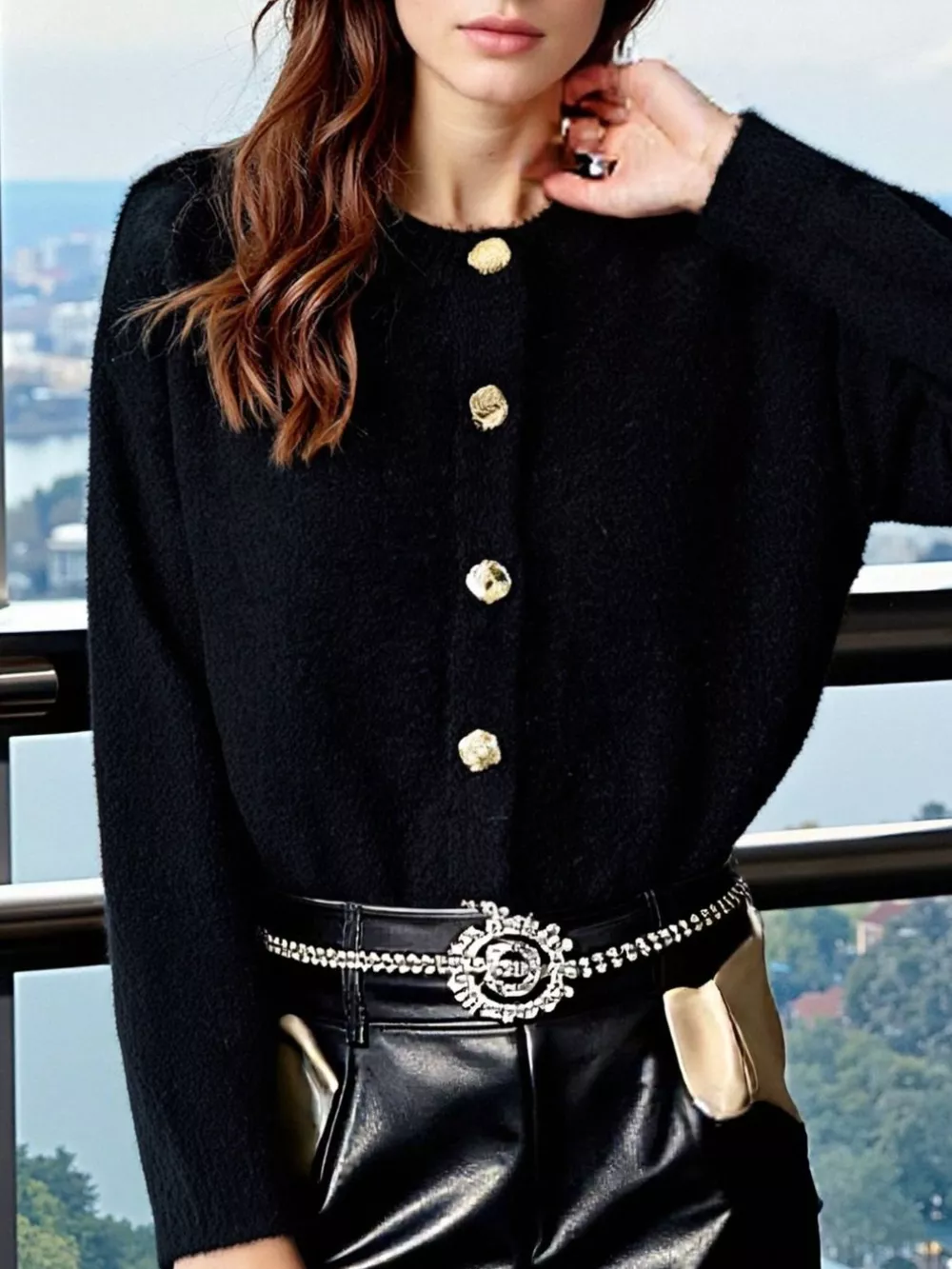 Button-Up Drop Shoulder Cardigan, image 3