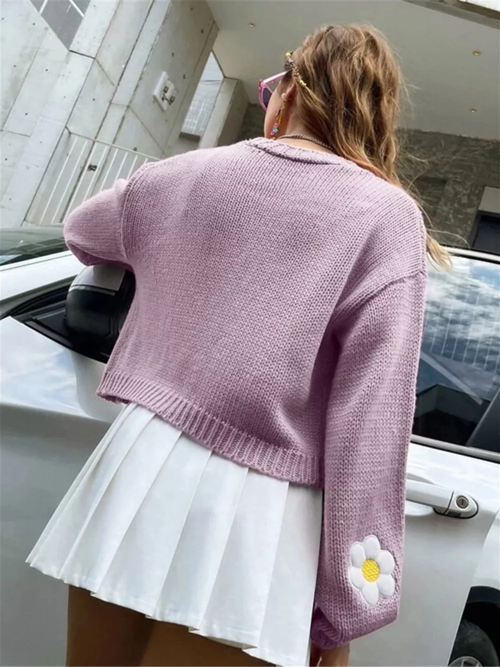 Floral Open Front Knit Cardigan, image 7