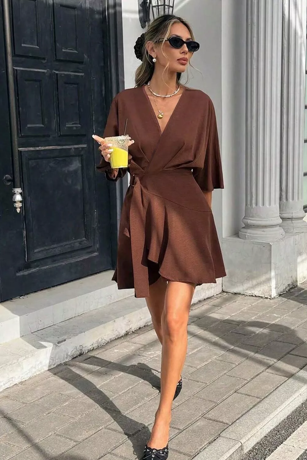 Surplice Half Sleeve Mini Dress, image 4