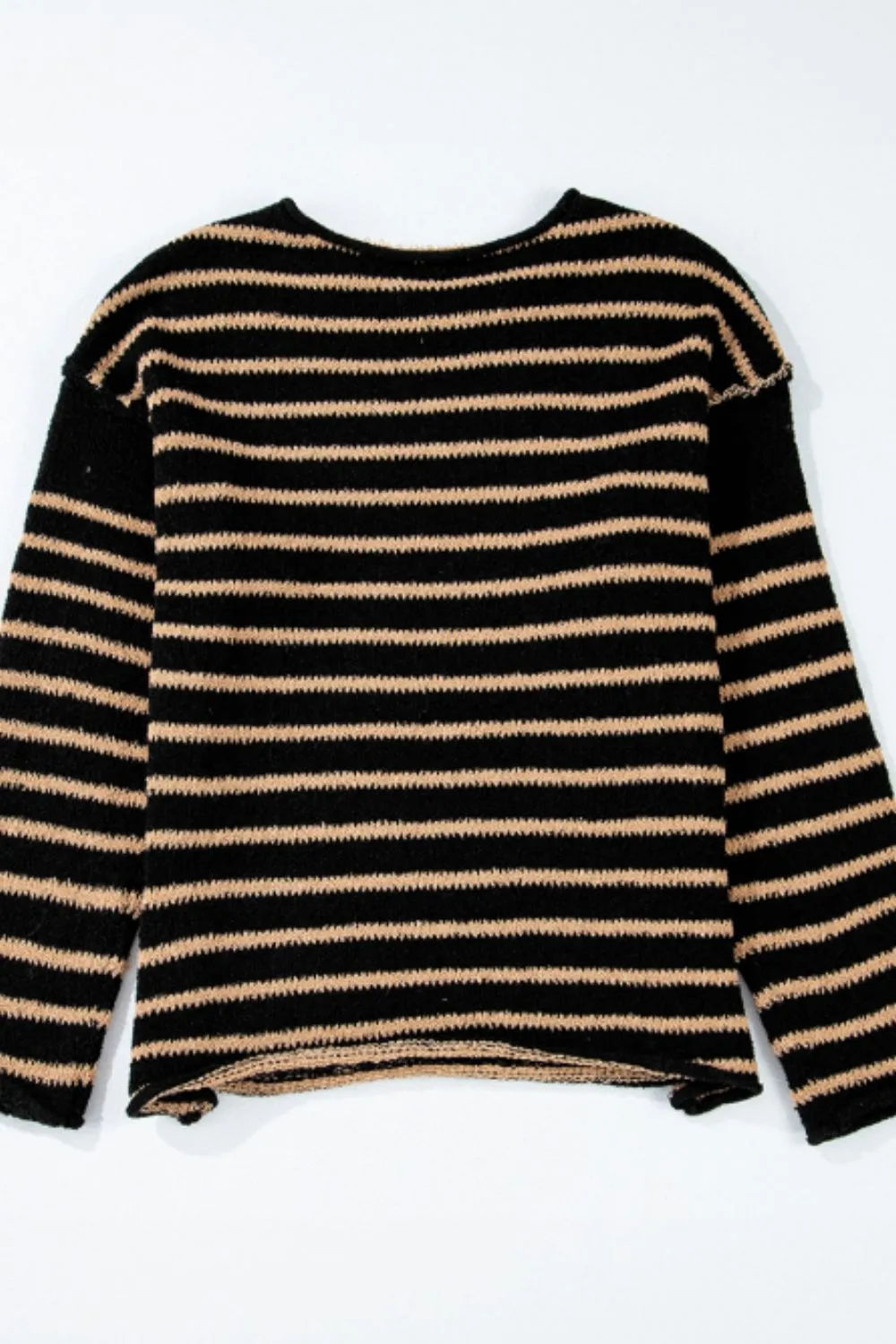 Stripe Drop Shoulder Round Neck Sweater, image 2