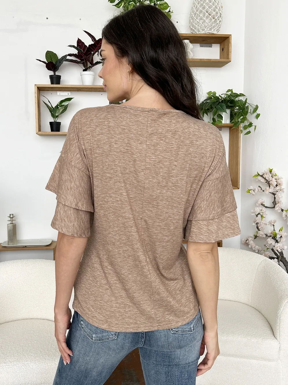 V-Neck Half Sleeve Blouse, image 2