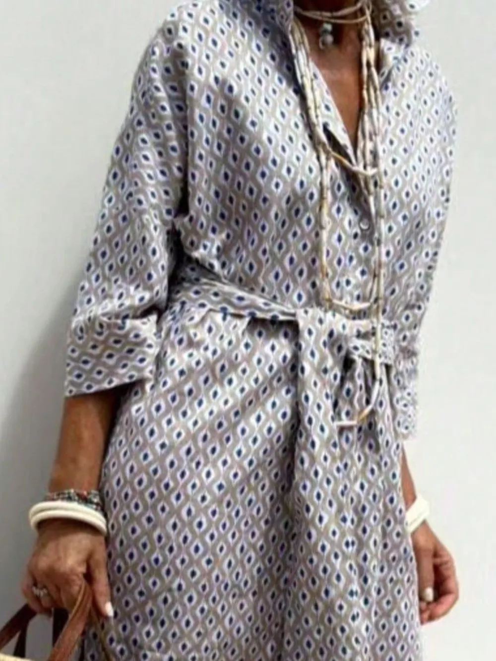 Full Size Printed Button-Down Midi Dress Plus Size, image 2