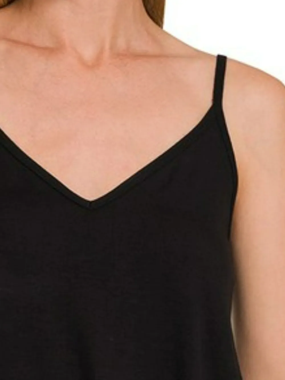 Two-Way V and Scoop Neck Reversible Spaghetti Cami, image 2