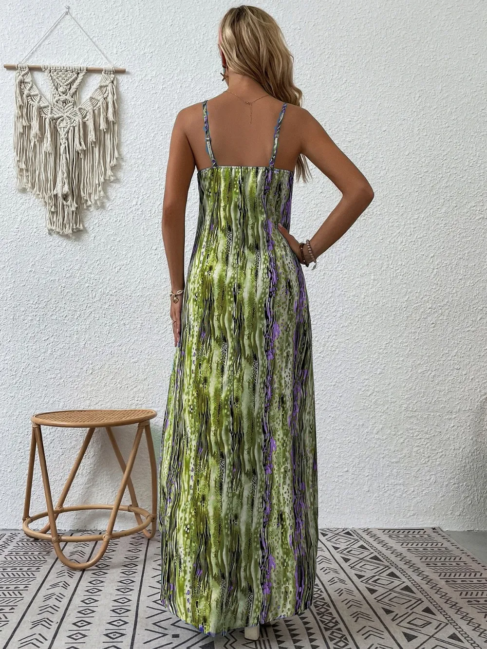 Full Size Printed Scoop Neck Maxi Cami Dress, image 2