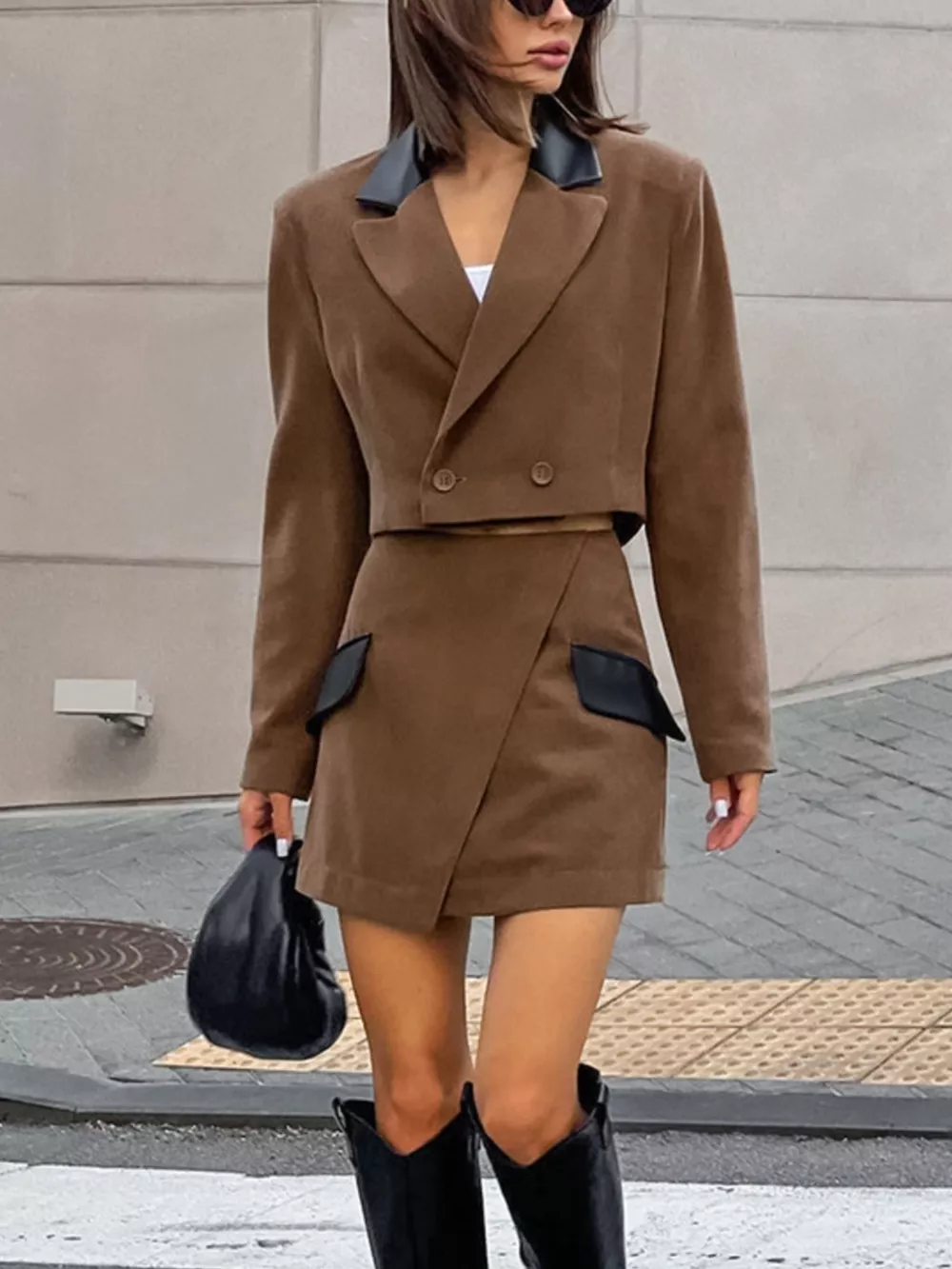 Double-Breasted Blazer & Asymmetrical Skirt Set, image 5