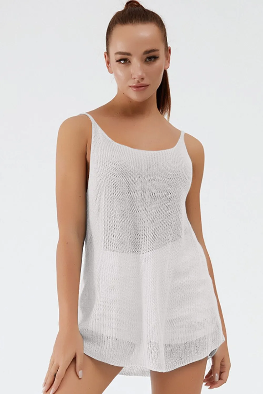 Scoop Neck Spaghetti Strap Knit Cami, image 6