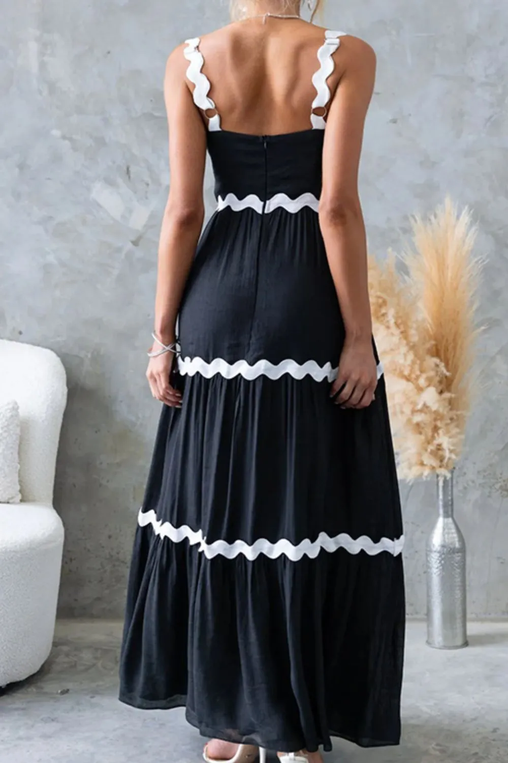 Tiered Maxi Dress with Scalloped Trim, image 9