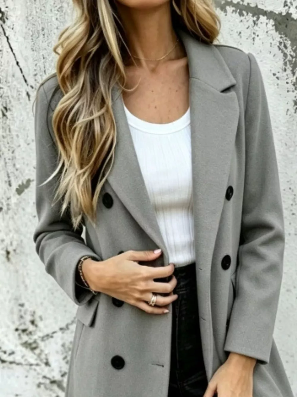 Full Size Double-Breasted Lapel Collar Coat Plus Size, image 5