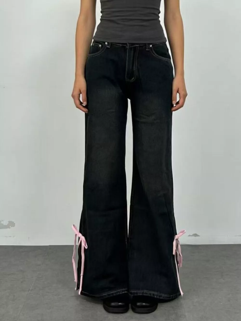 Ribbon Detail Flare Jeans, image 8