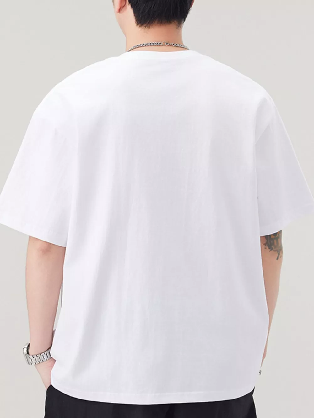 Men's Plus Size Solid Color Casual Loose T-Shirt, image 2
