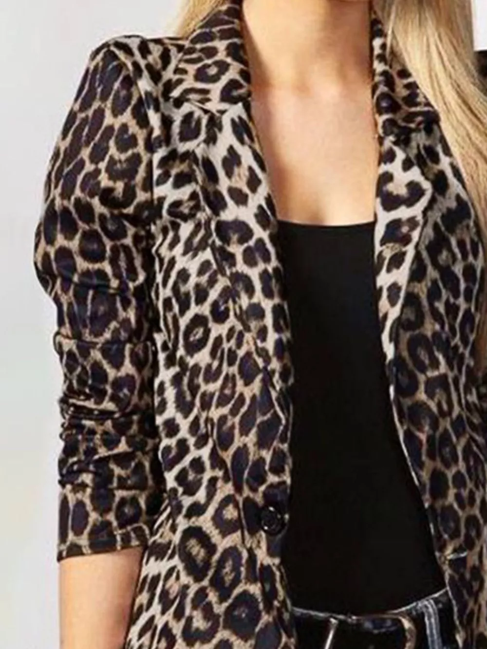Leopard Print One Button Blazer, image 2