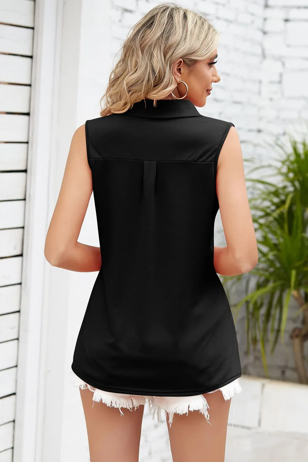 Ruched Johnny Collar Tank, image 4