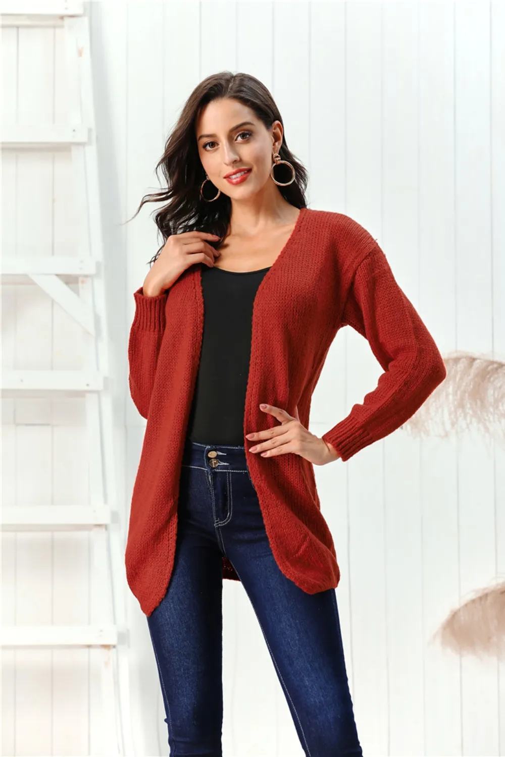 Open Front Long Sleeve Cardigan, image 3