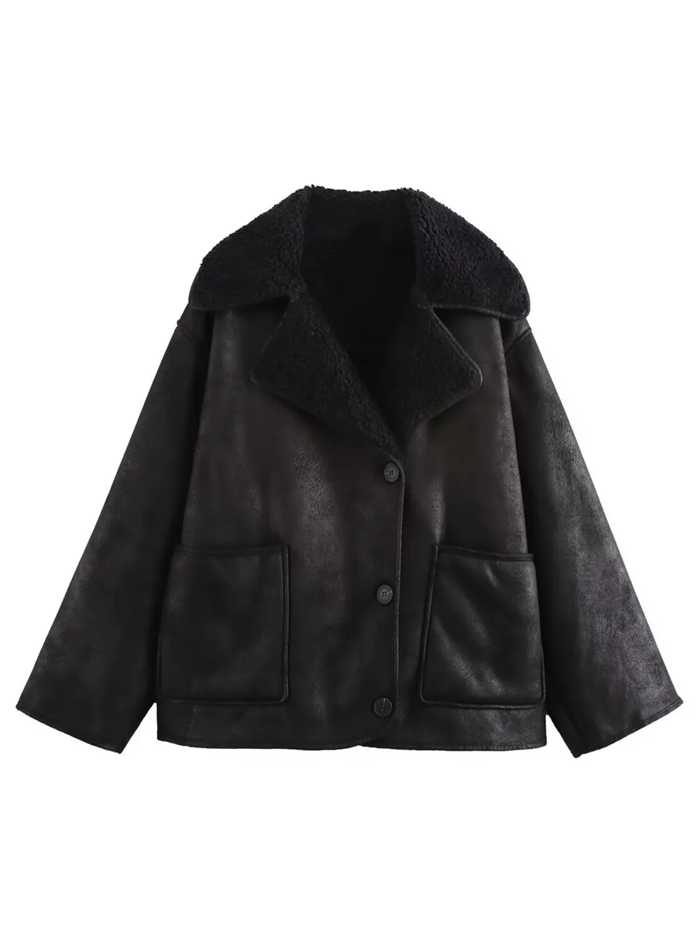 Collared Neck Long Sleeve Plush Jacket, image 13