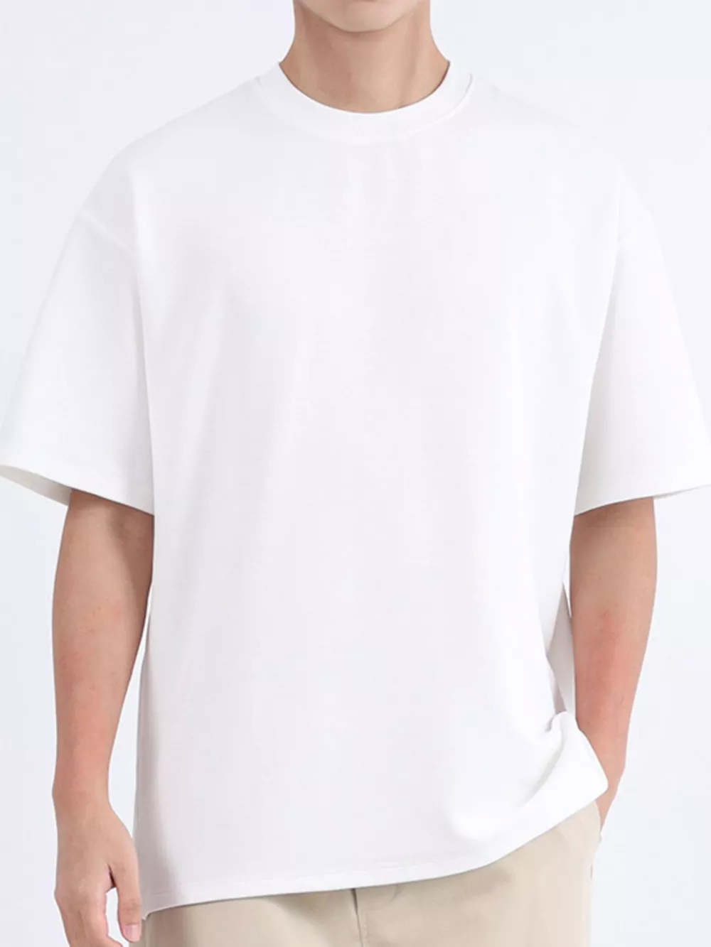 Men's Plus Size Solid Color Round Neck T-Shirt, image 9