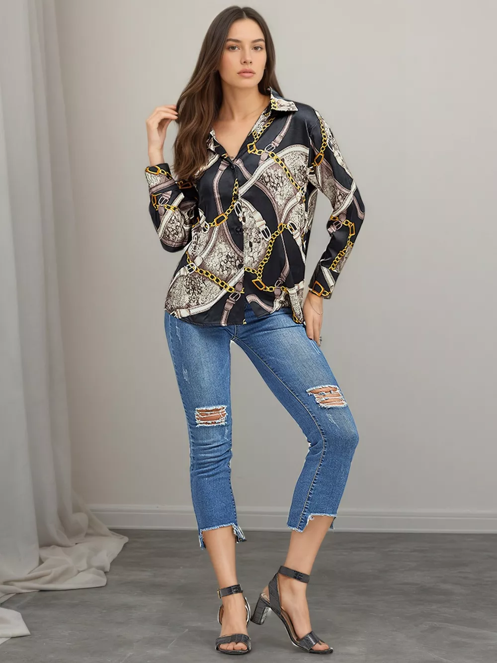 Printed Long Sleeve Shirt, image 6