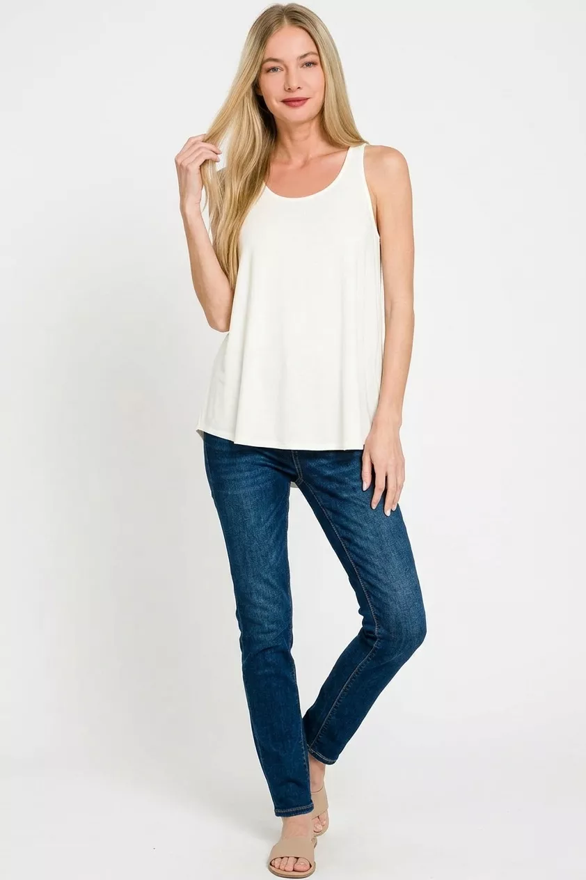 Flowy Hem Rayon Sleeveless Tank Top, image 2