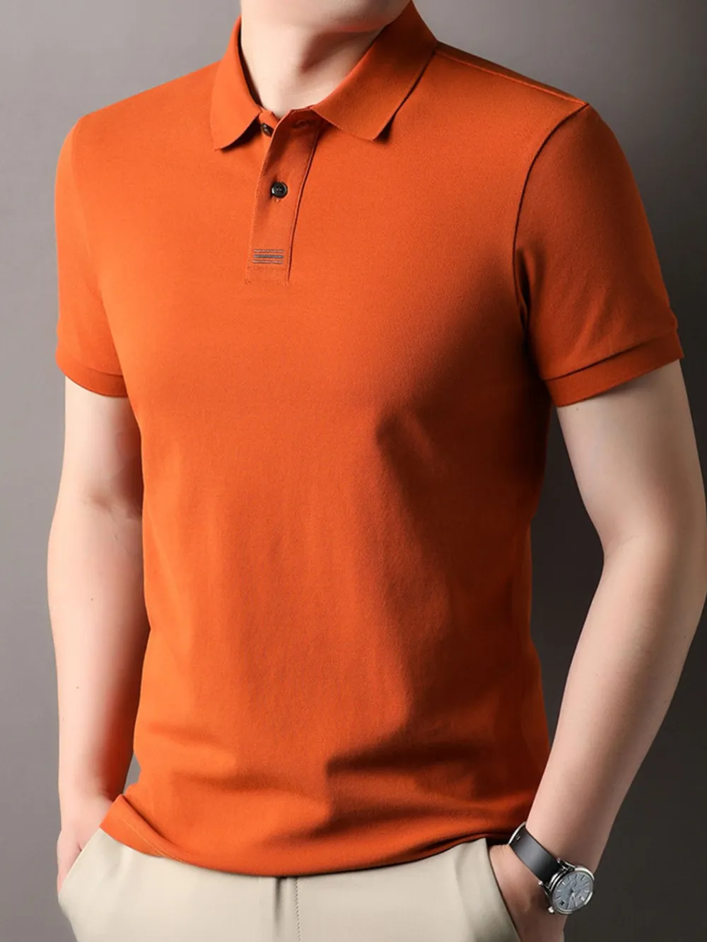 Men's Plus Size Button Detail Short Sleeve Polo, image 2