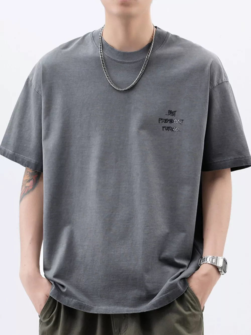 Men's Plus Size Oversized Round Neck Letter Graphic T-Shirt