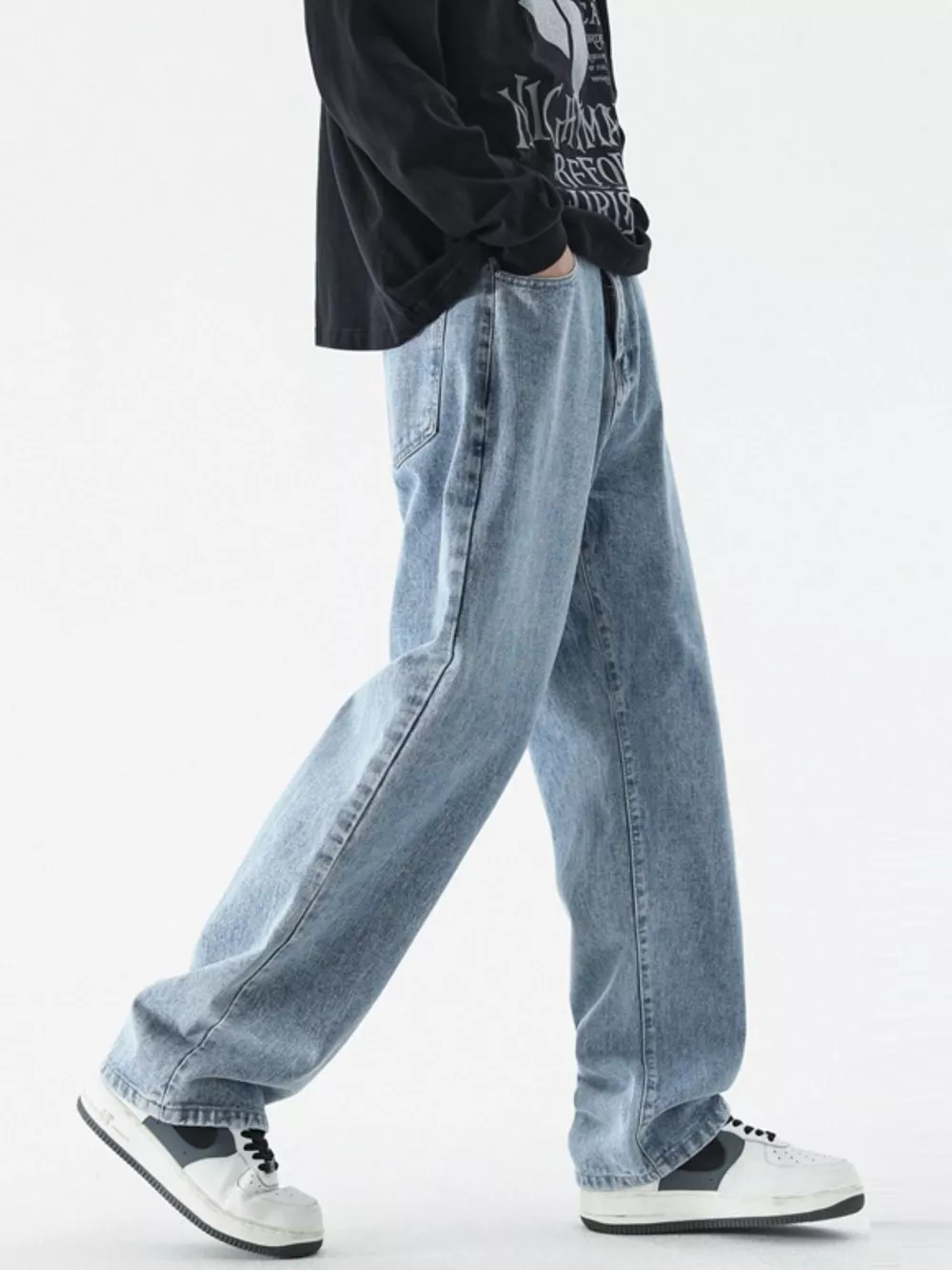 Men's Full Size Loose Fit Wash Jeans Plus Size, image 3