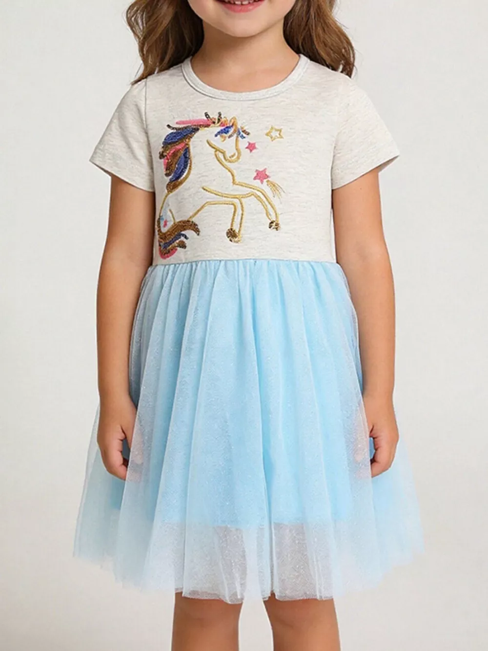 Children's Unicorn Sequin Embroidered Tulle Dress