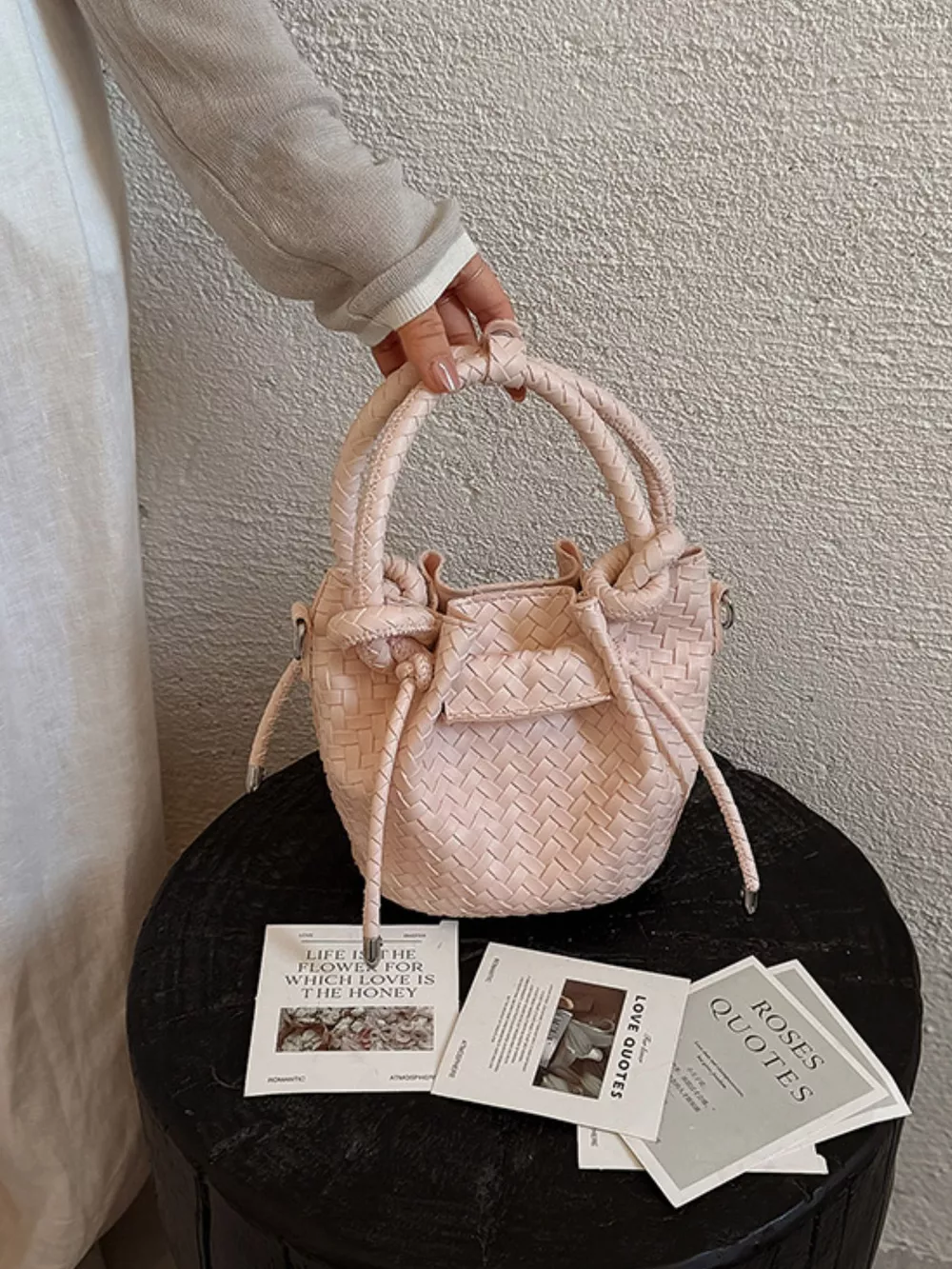 Woven Bucket Crossbody Bag, image 3