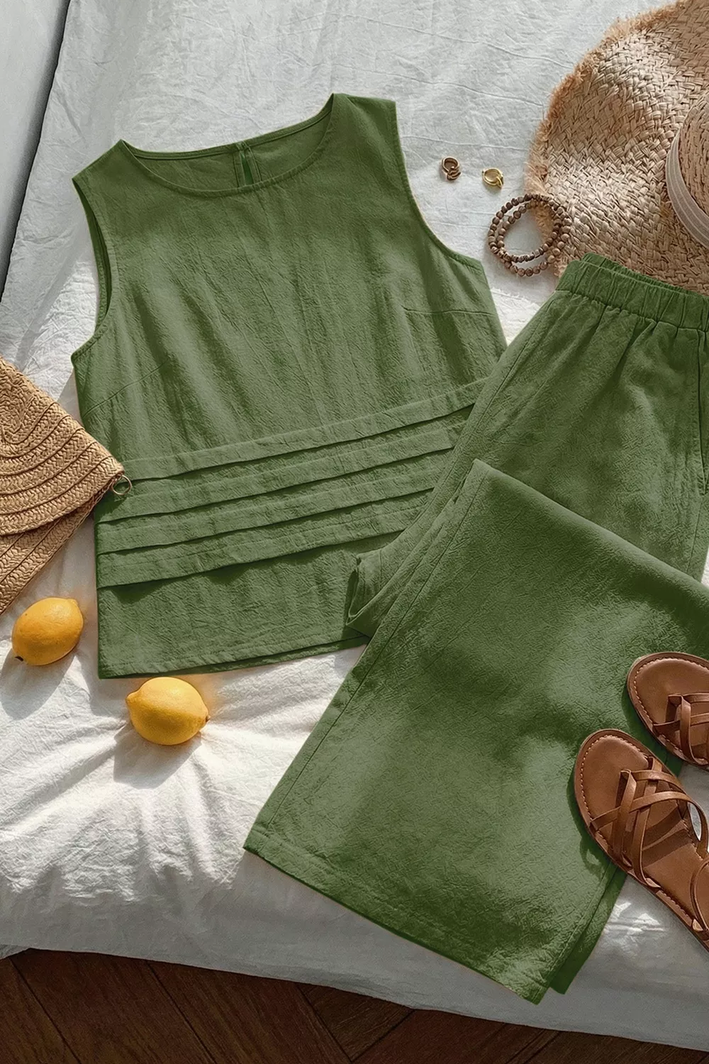 Sleeveless Top and Wide-Leg Pants Set, image 8