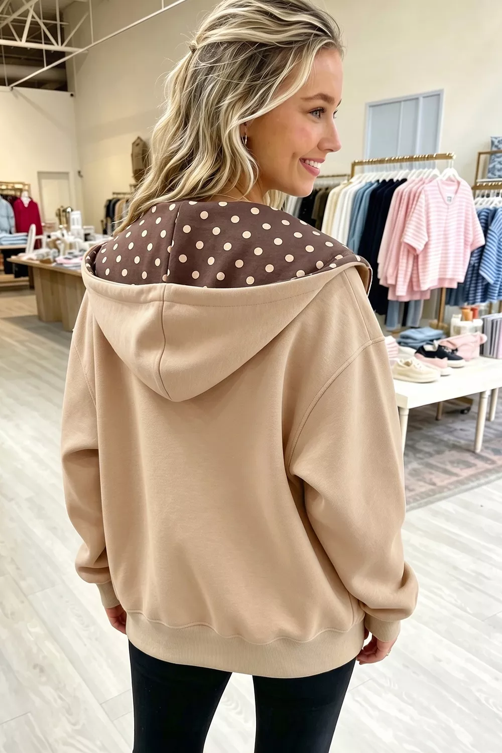 Polka Dot Zip-Up Hoodie, image 2