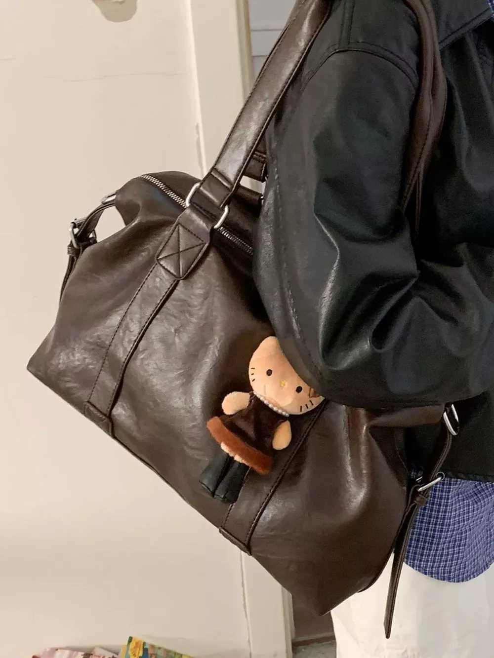 Leather Shoulder Bag with Charm, image 3