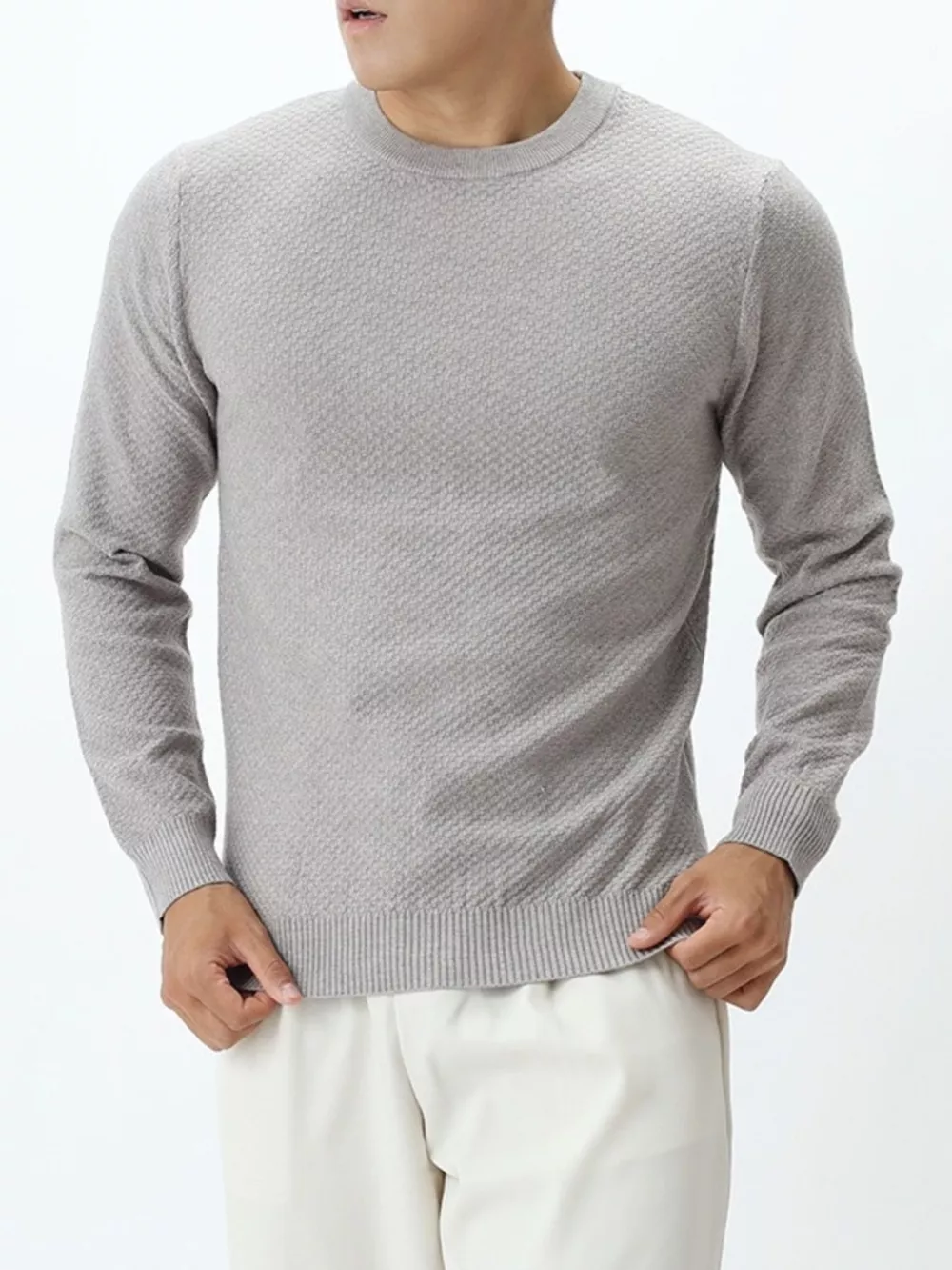 Men's Plus Size Textured Crew Neck Sweater, image 13