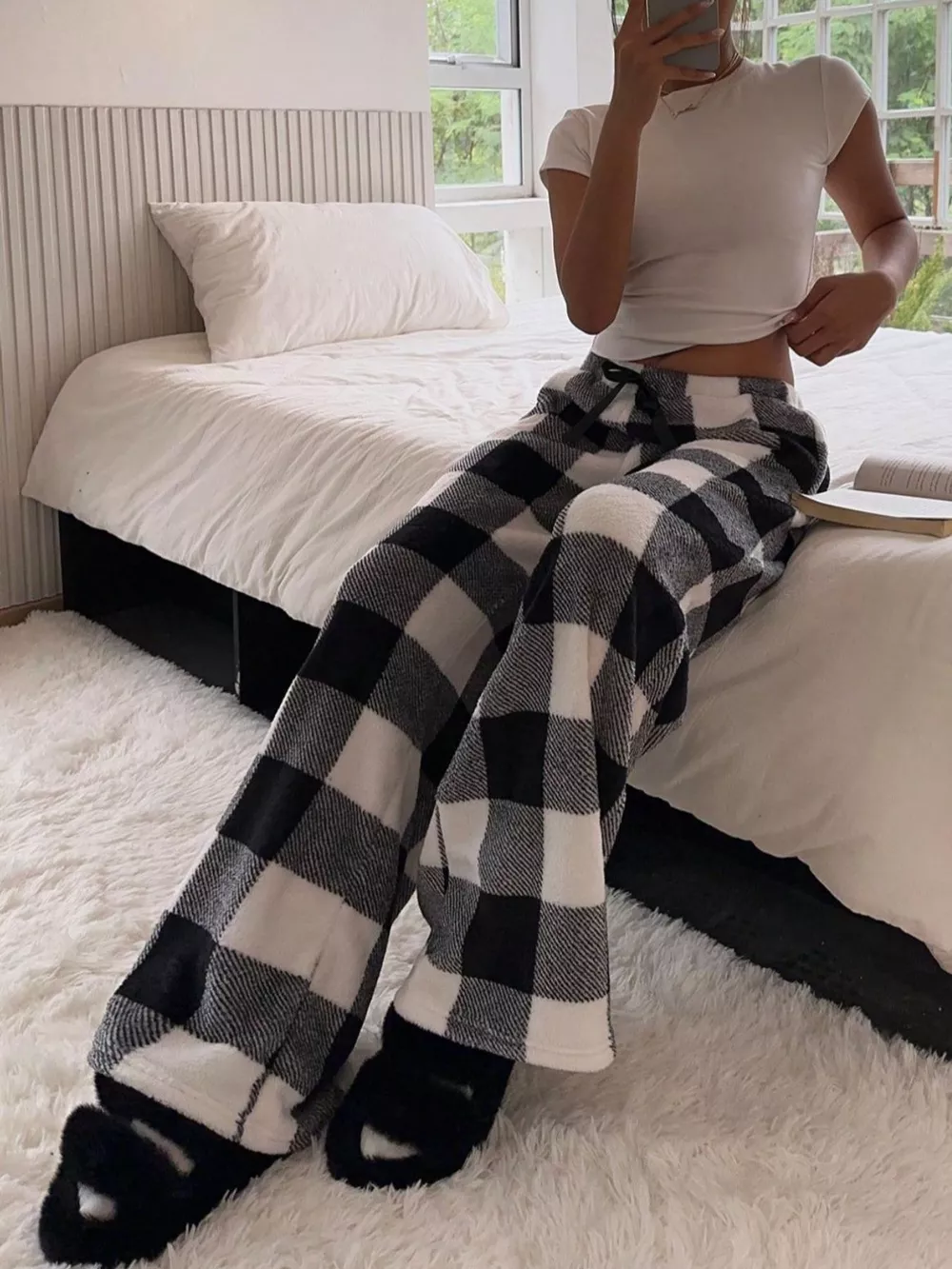 Leopard Wide Leg Plush Pants, image 3