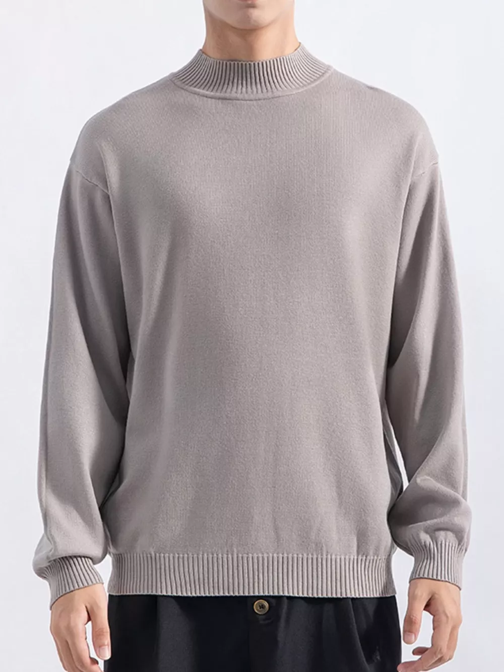 Men's Plus Size Minimalist Mock Neck Sweater, image 19