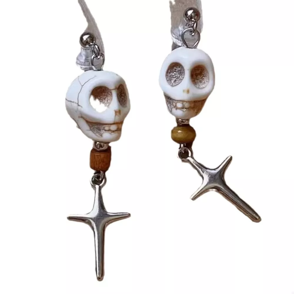 Skull Cross Drop Earrings, image 5