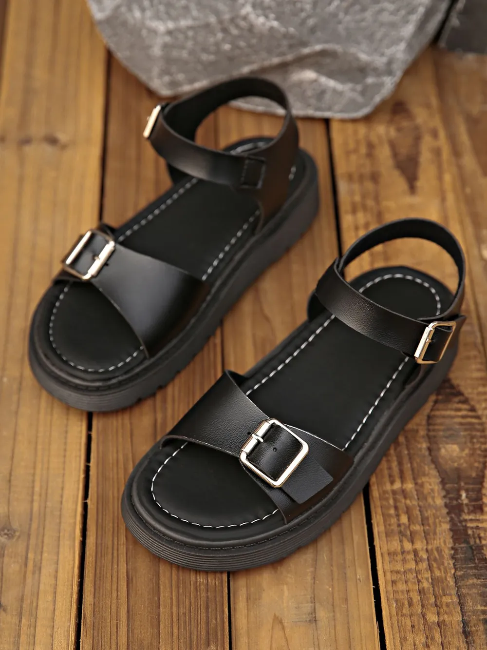 Platform Buckle Strap Sandals, image 3