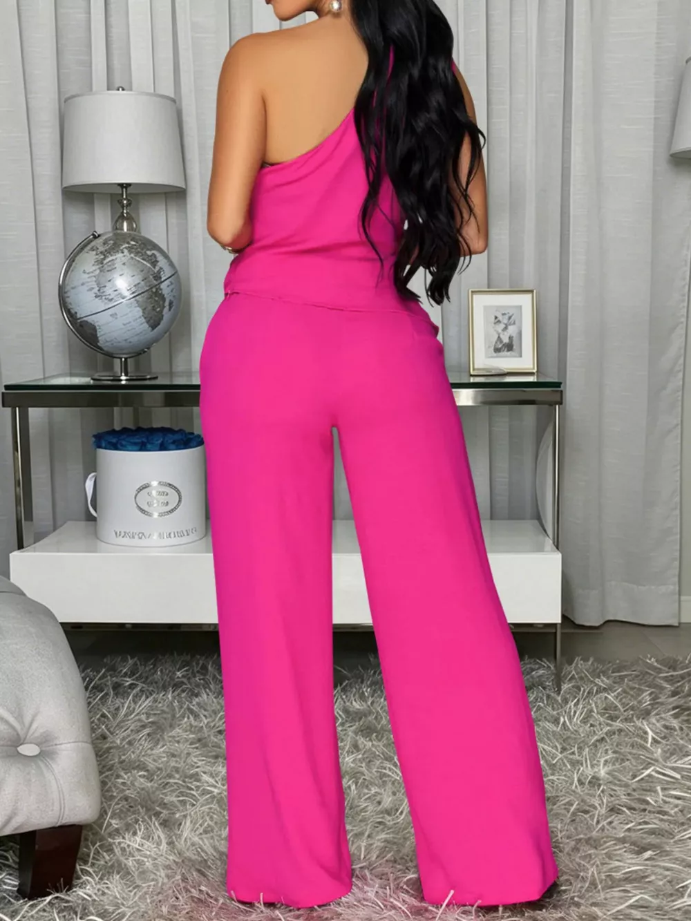One-Shoulder Top and Wide-Leg Pants Set, image 8