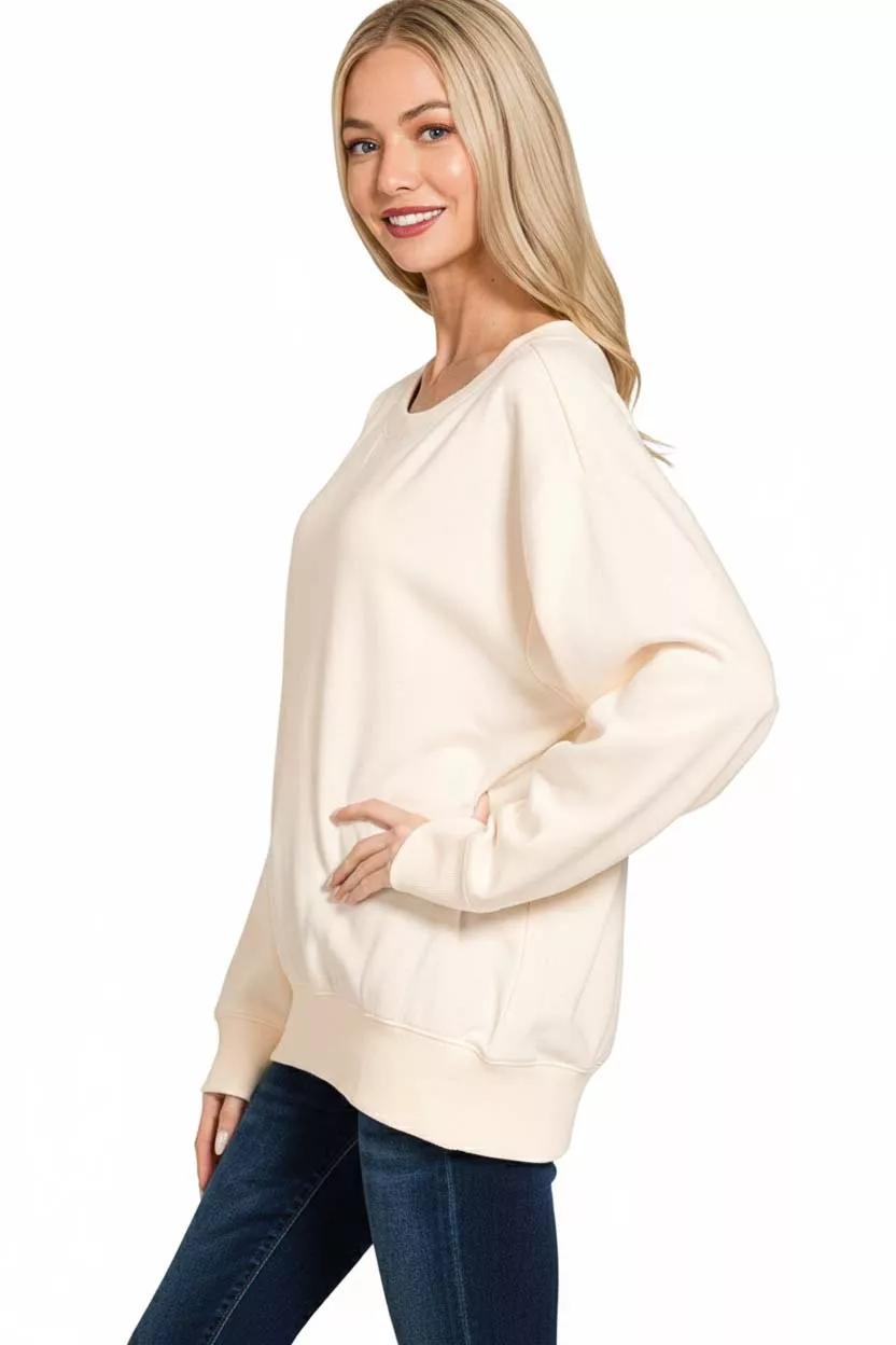 Fleece Boat Neck Sweatshirt, image 3