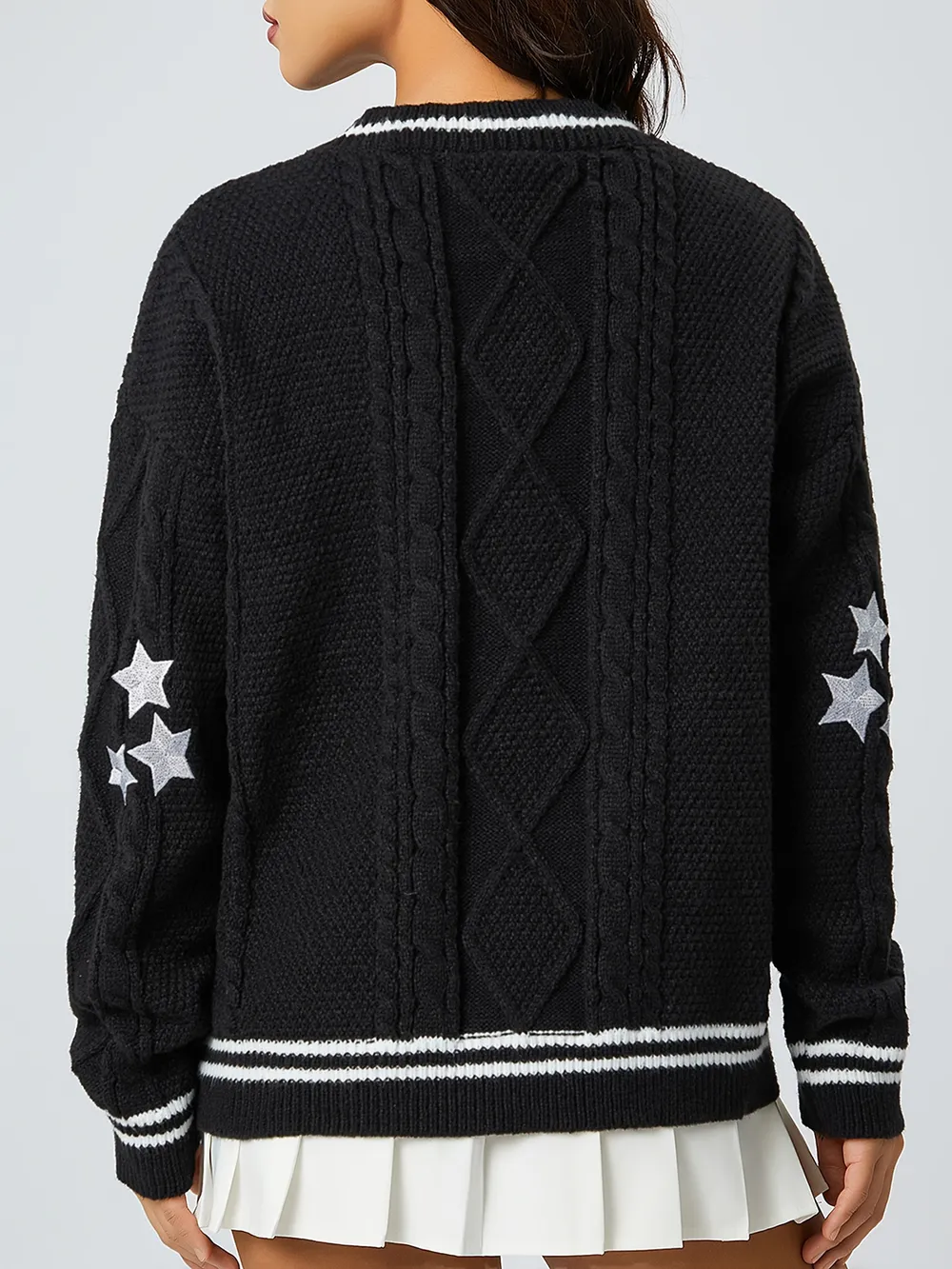 Star Embroidered V-Neck Long Sleeve Cardigan, image 5