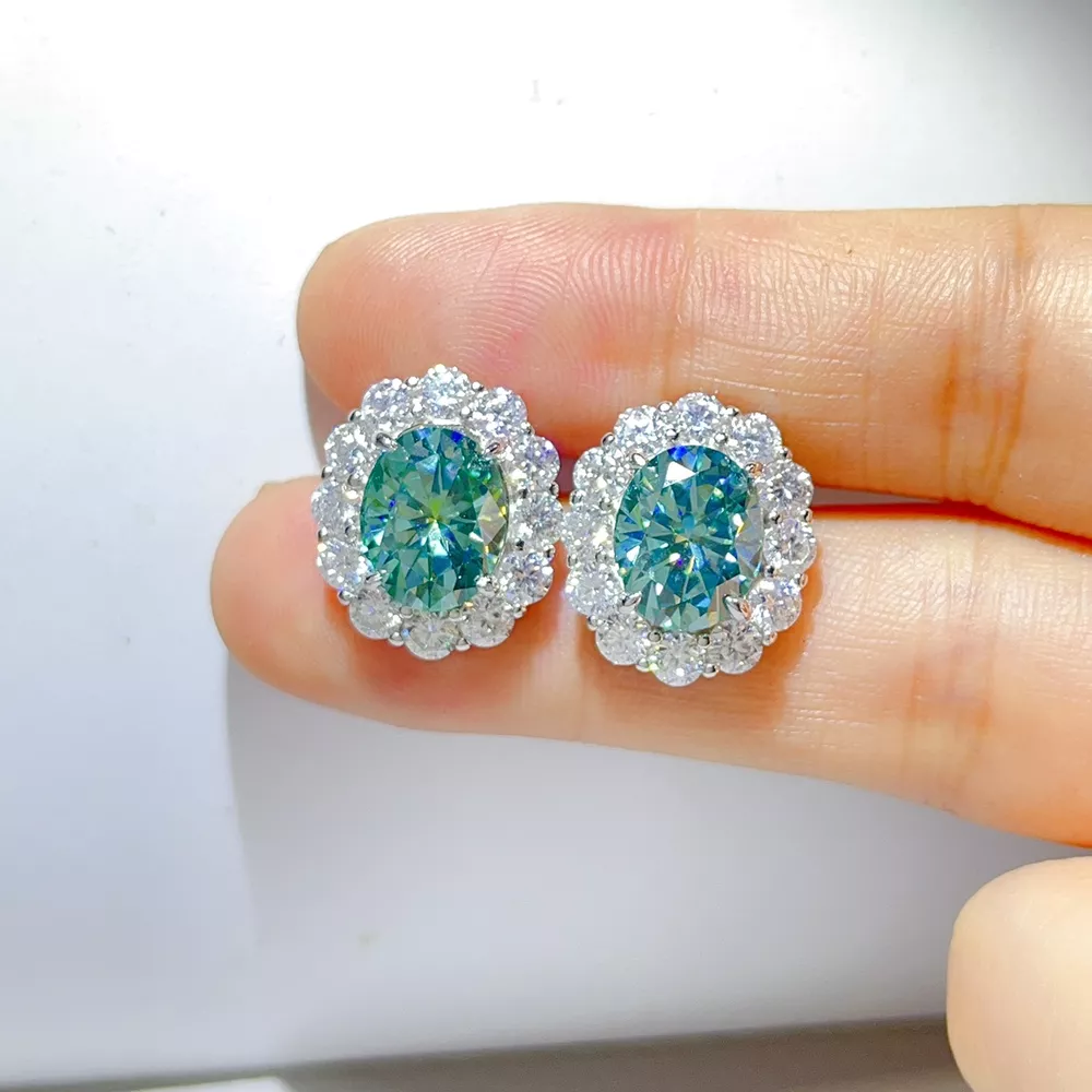 6 Carat Moissanite 925 Sterling Silver Earrings, image 4