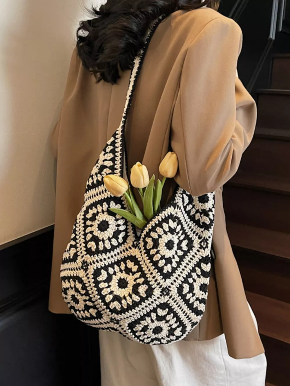 Crochet Hobo Shoulder Bag, image 4