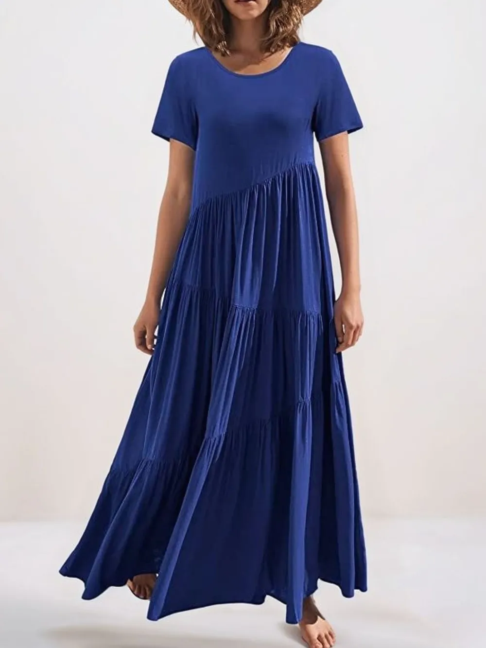 Round Neck Tiered Ruffle Maxi Dress, image 2