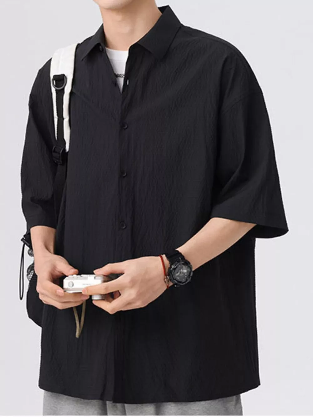 Men's Full Size Textured Short-Sleeve Shirt Plus Size, image 5
