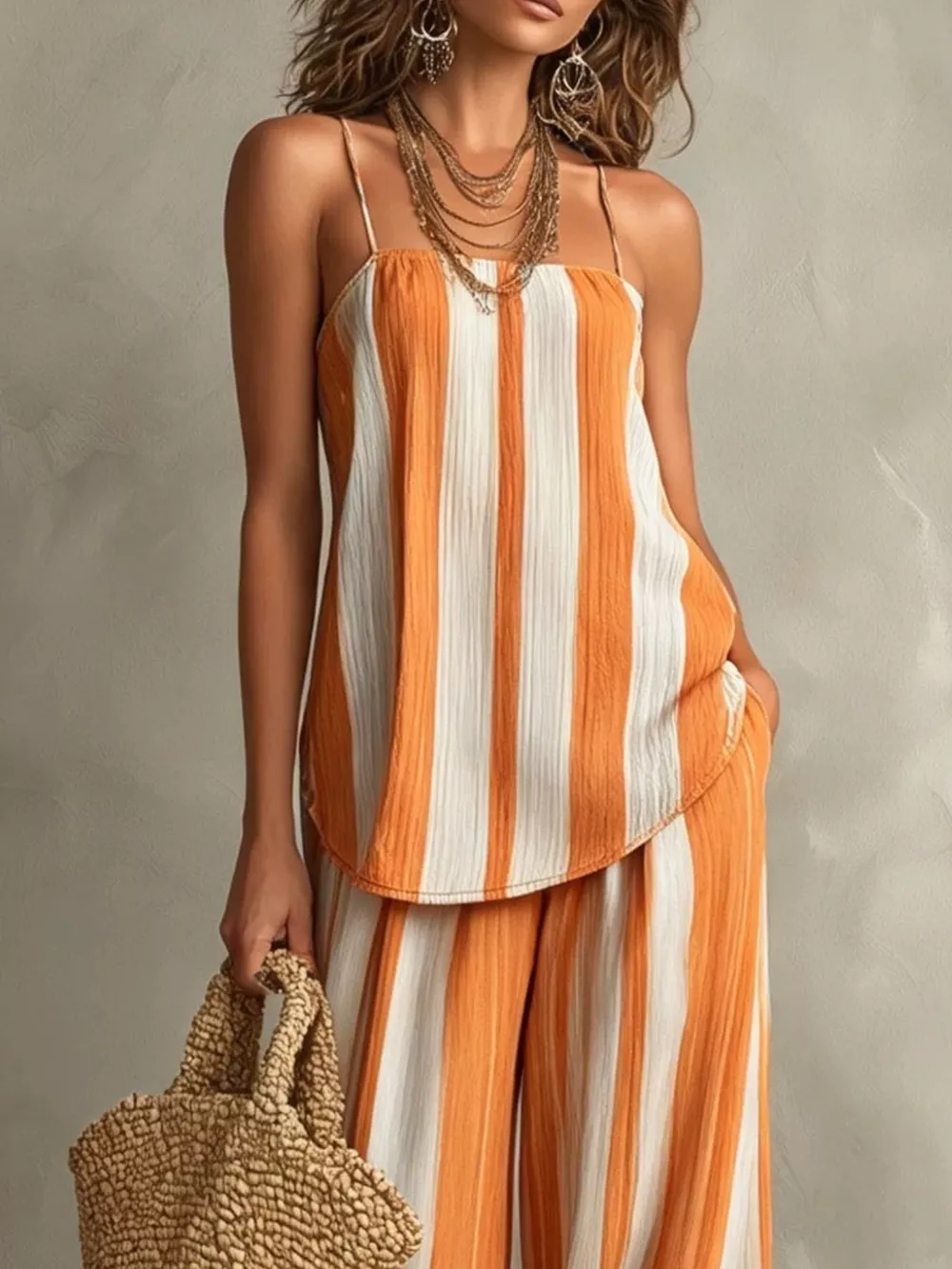 Striped Cami and Wide Leg Pants Set, image 7