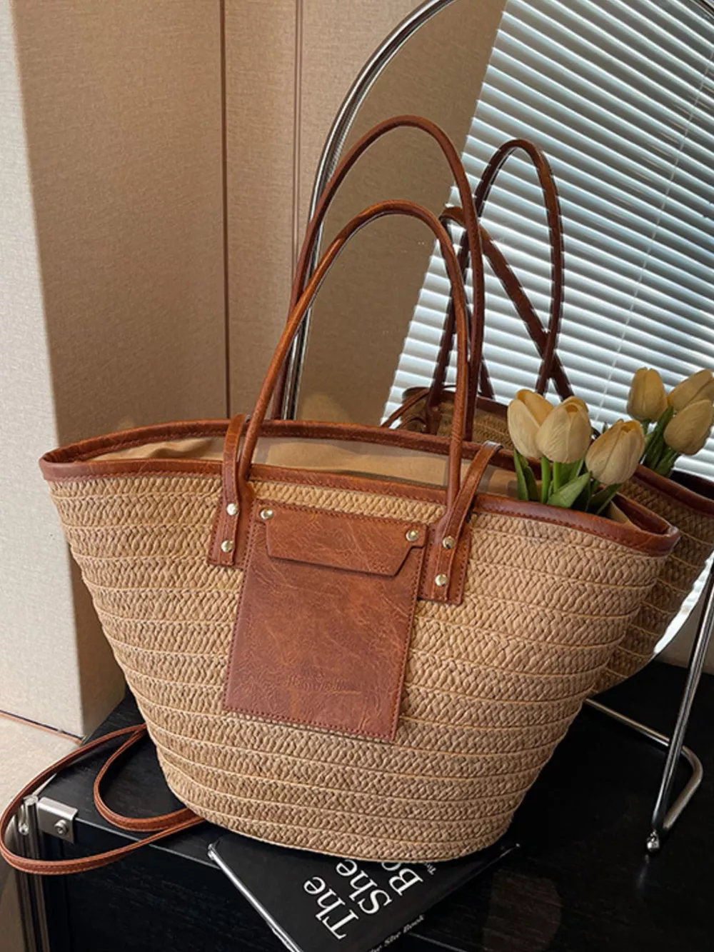 Woven Straw Tote Bag, image 2